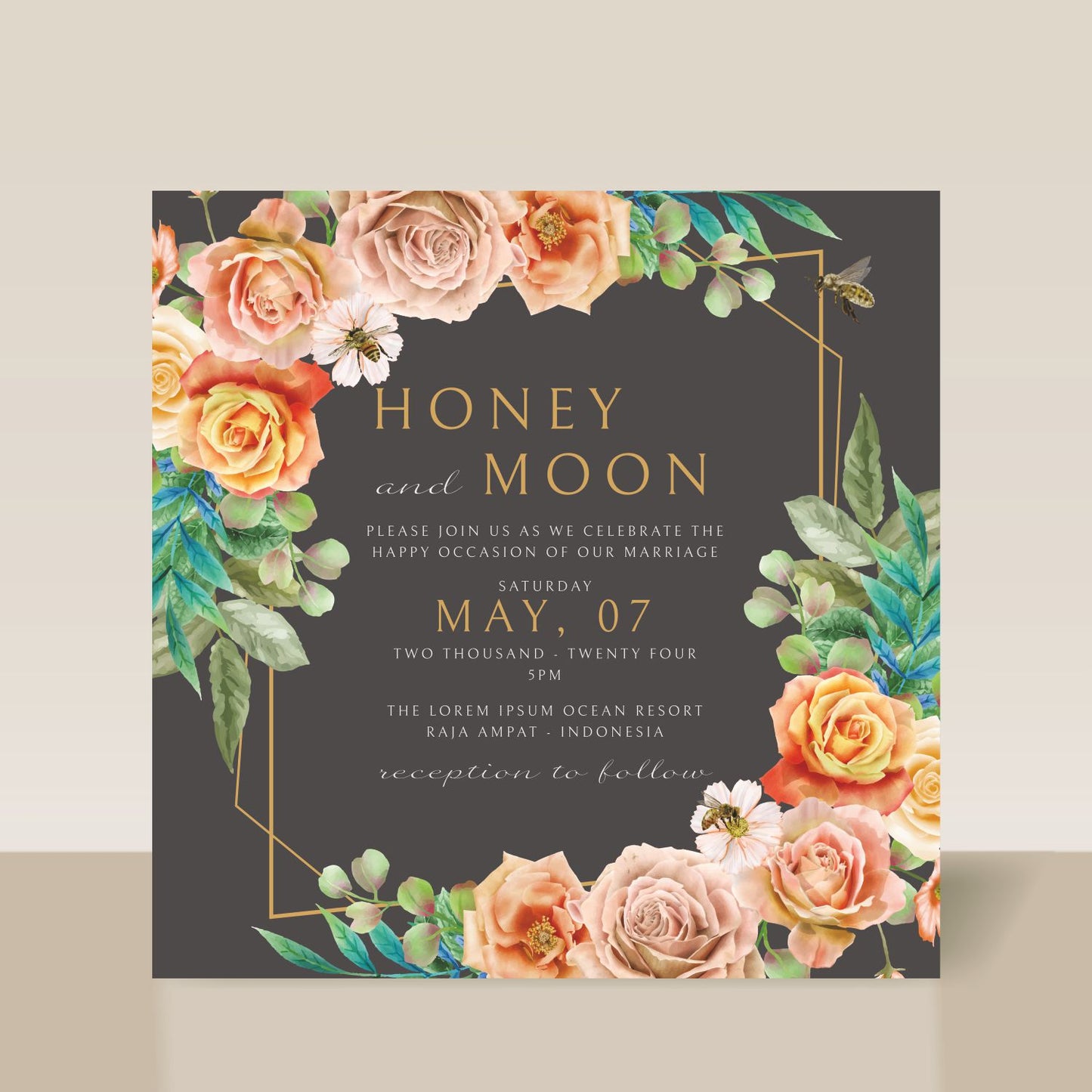 8" x 8" Size Invitation Card