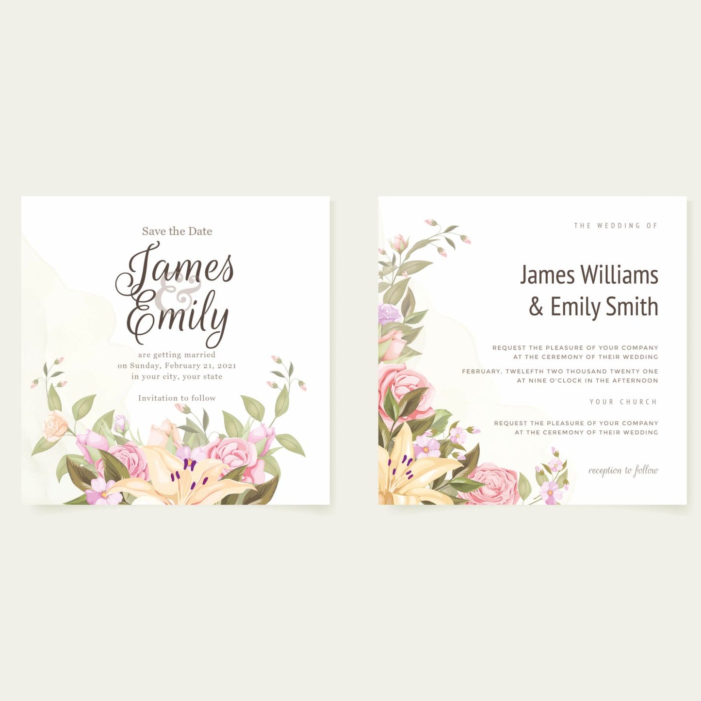 8" x 8" Size Invitation Card