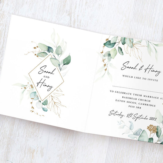 8" x 8" Size Bi Fold Invitation Card