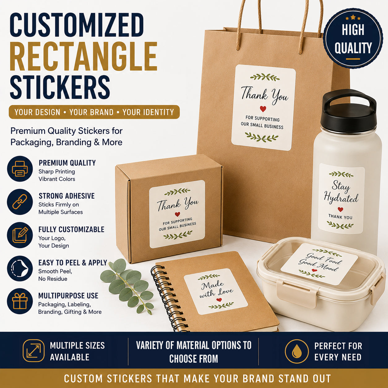 Rectangle with Round Corner Stickers